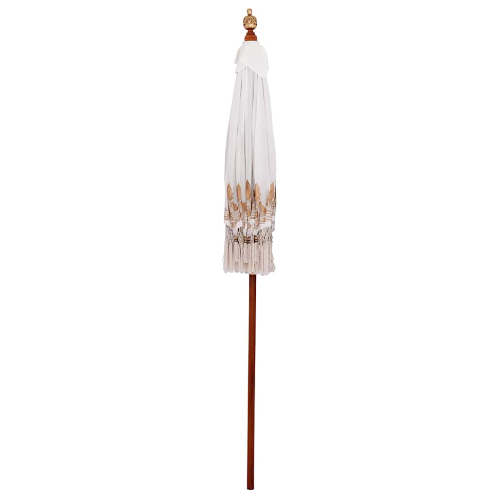 Parasol Crème 180-190 cm Katoenen stoffen & Hout & Bamboe