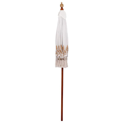 Parasol Crème 180-190 cm Katoenen stoffen & Hout & Bamboe