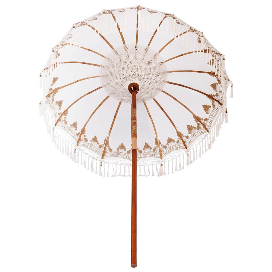 Parasol Crème 180-190 cm Katoenen stoffen & Hout & Bamboe