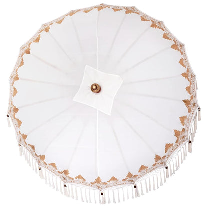 Parasol Crème 180-190 cm Katoenen stoffen & Hout & Bamboe