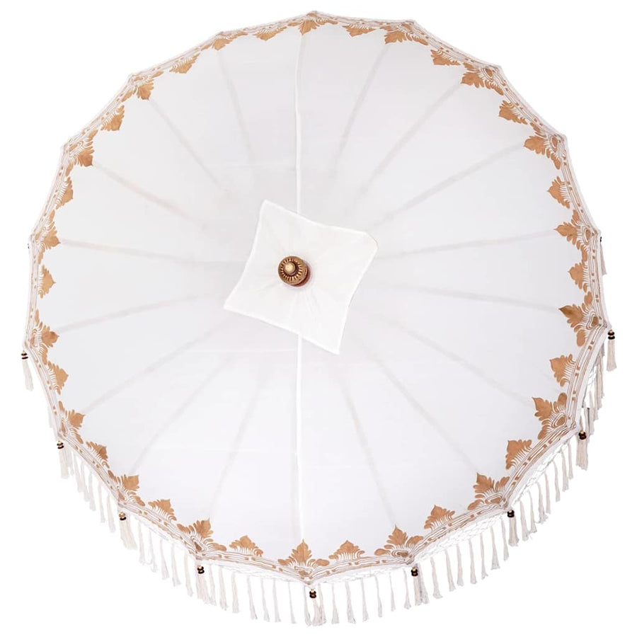 Parasol Crème 180-190 cm Katoenen stoffen & Hout & Bamboe