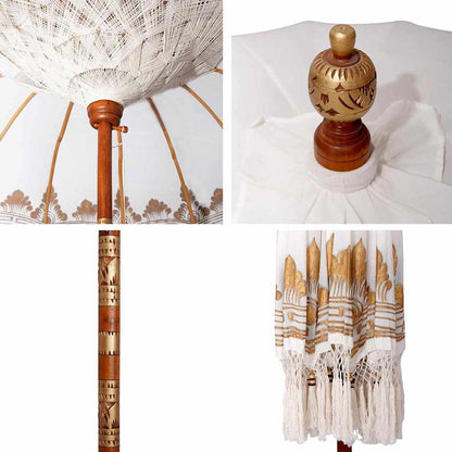 Parasol Crème 210-220 cm Katoenen stoffen & Hout & Bamboe