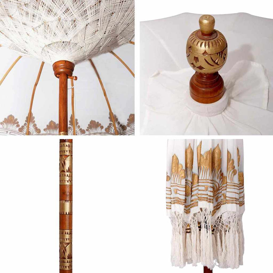 Parasol Crème 210-220 cm Katoenen stoffen & Hout & Bamboe