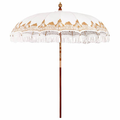 Parasol Crème 210-220 cm Katoenen stoffen & Hout & Bamboe