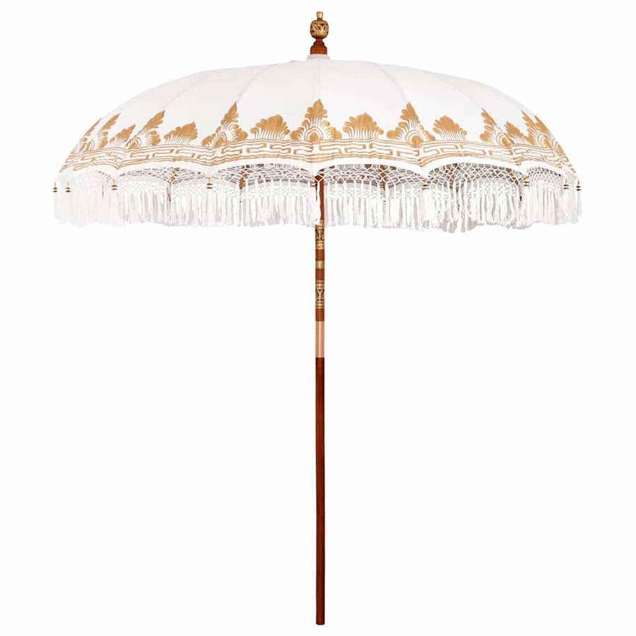 Parasol Crème 210-220 cm Katoenen stoffen & Hout & Bamboe