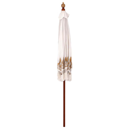 Parasol Crème 210-220 cm Katoenen stoffen & Hout & Bamboe