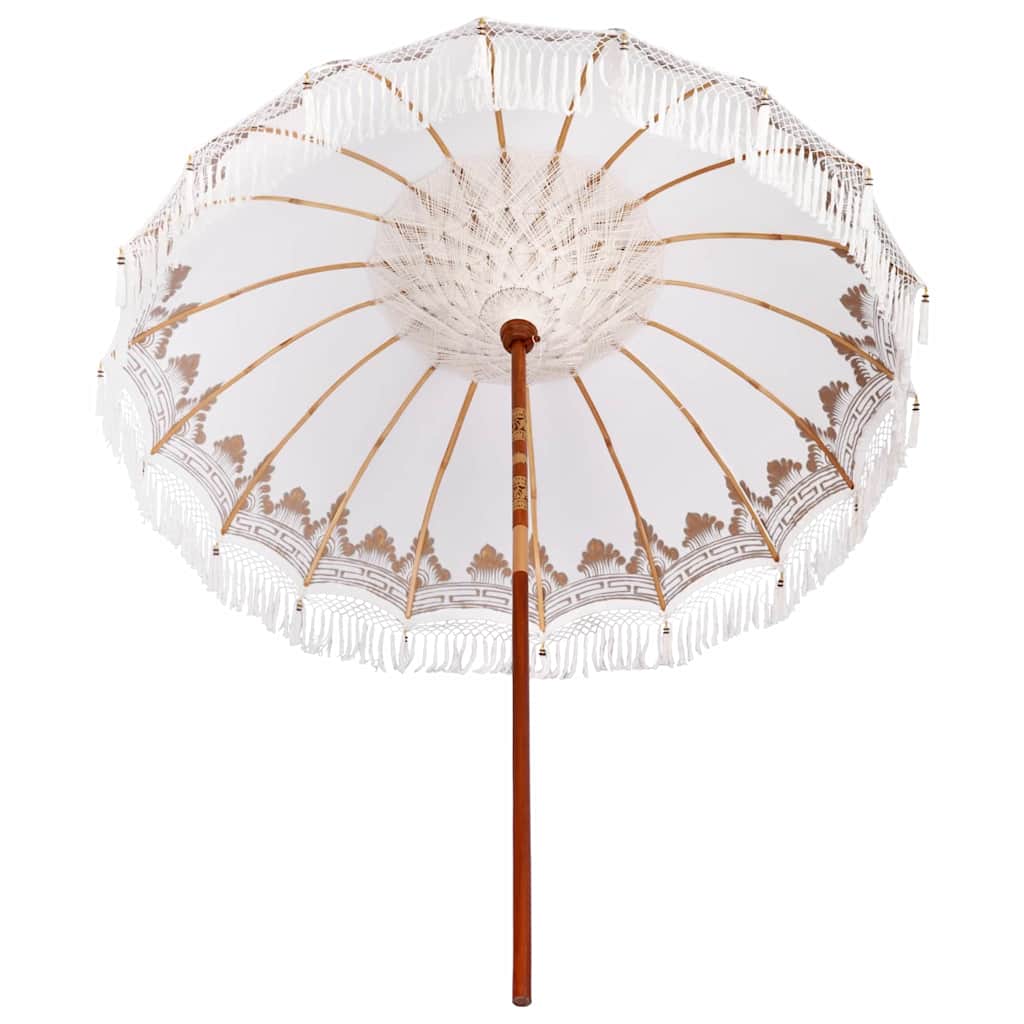 Parasol Crème 210-220 cm Katoenen stoffen & Hout & Bamboe