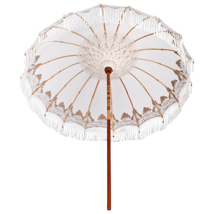 Parasol Crème 210-220 cm Katoenen stoffen & Hout & Bamboe