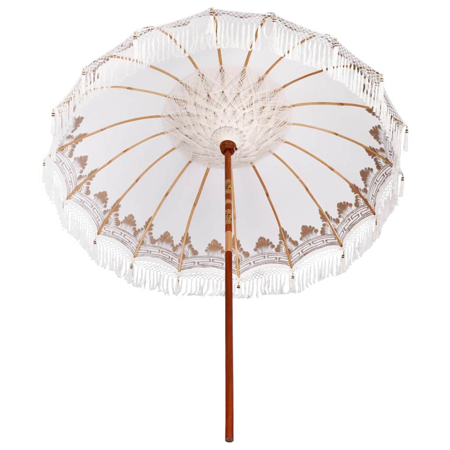 Parasol Crème 210-220 cm Katoenen stoffen & Hout & Bamboe