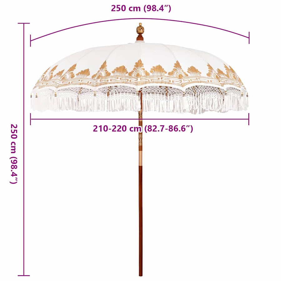Parasol Crème 210-220 cm Katoenen stoffen & Hout & Bamboe