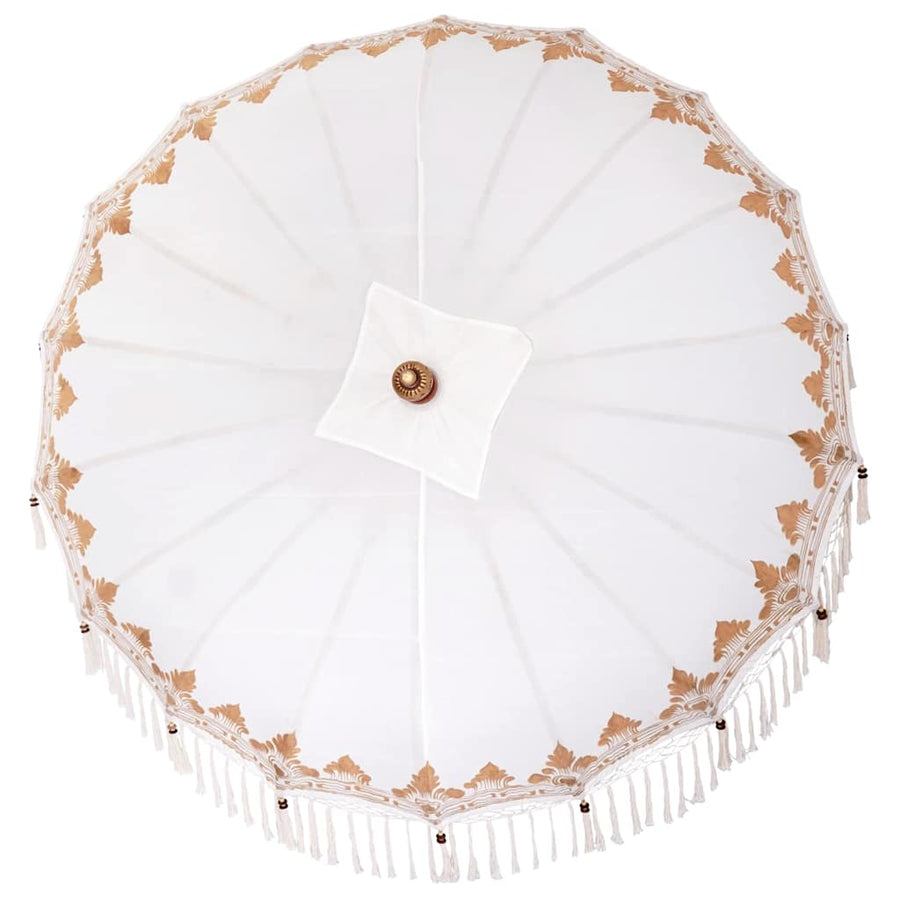 Parasol Crème 210-220 cm Katoenen stoffen & Hout & Bamboe