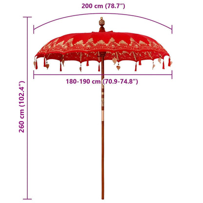 Balinese Parasol Rood 185 x 185 x 260 cm