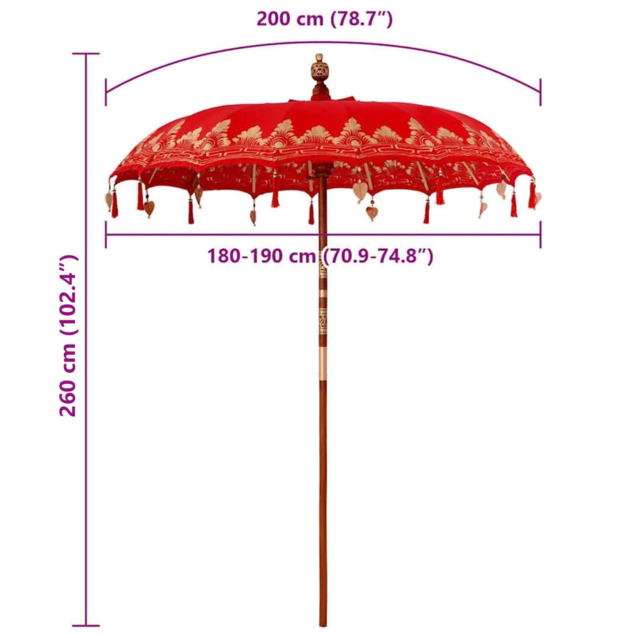 Balinese Parasol Rood 185 x 185 x 260 cm