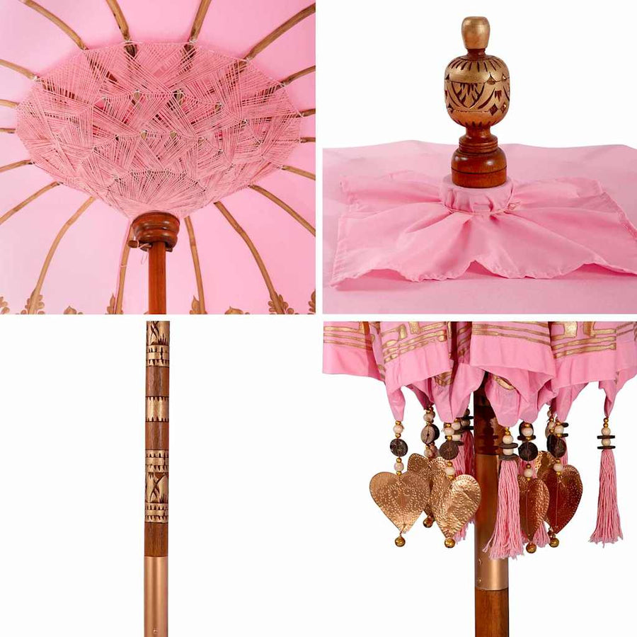 Parasol Anders Roze x 260 cm Katoen en massief hout