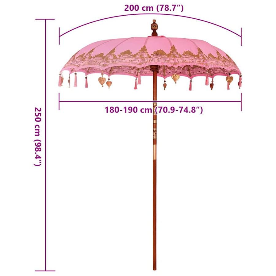Parasol Anders Roze x 260 cm Katoen en massief hout