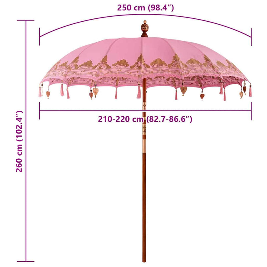 Balinese Parasol Roze 215 x 215 x 260 cm