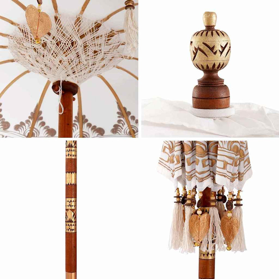 Balinese Parasol Anders Crème x 260 cm Katoen en massief hout