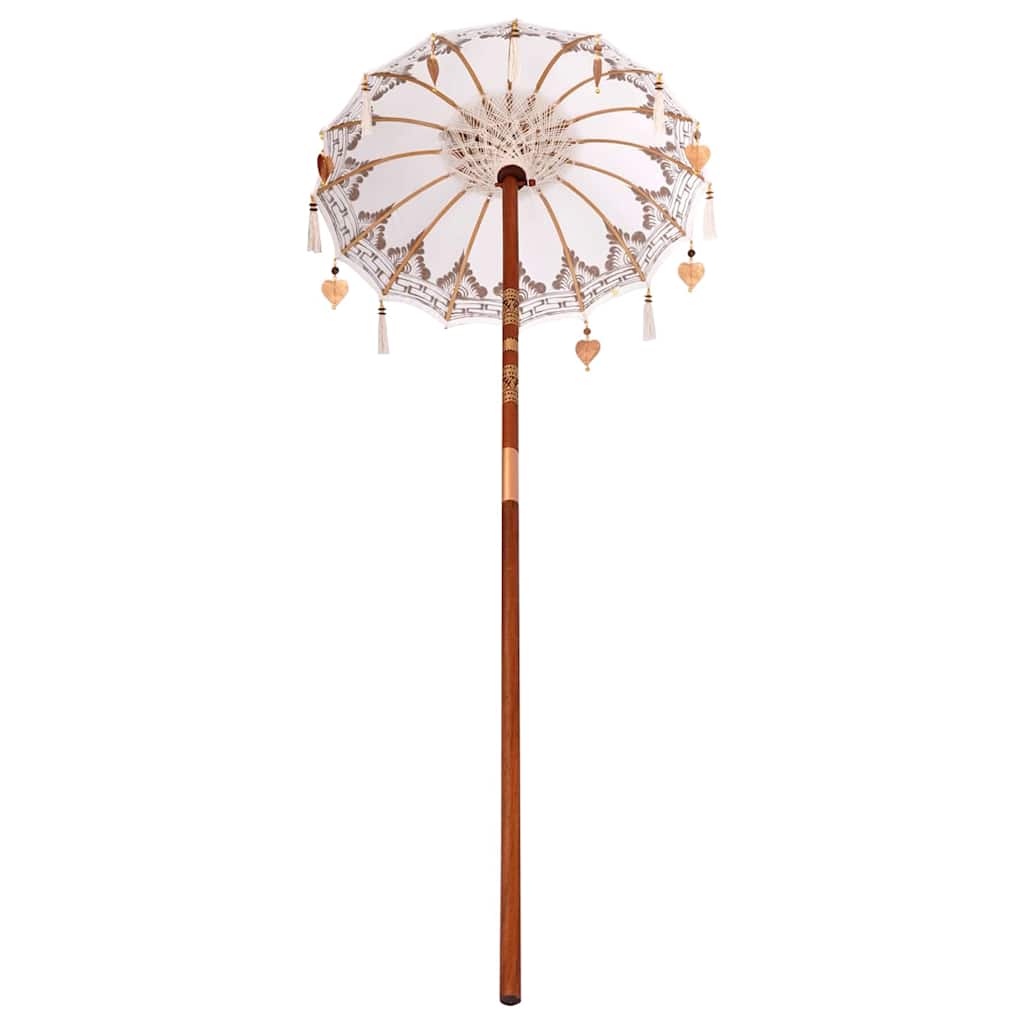 Balinese Parasol Anders Crème x 260 cm Katoen en massief hout