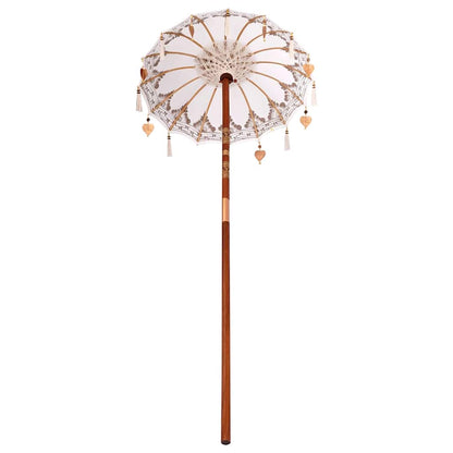 Balinese Parasol Anders Crème x 260 cm Katoen en massief hout