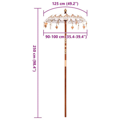 Balinese Parasol Anders Crème x 260 cm Katoen en massief hout