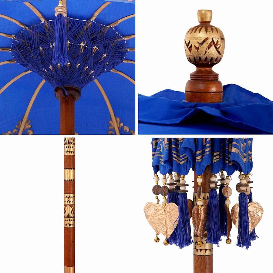 Balinese Parasol Anders Blauw x 260 cm Katoen en massief hout