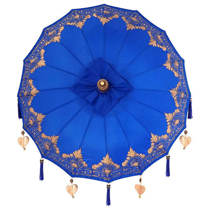 Balinese Parasol Anders Blauw x 260 cm Katoen en massief hout