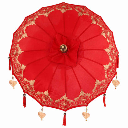 Balinese Parasol Anders Rood x 260 cm Katoen en massief hout