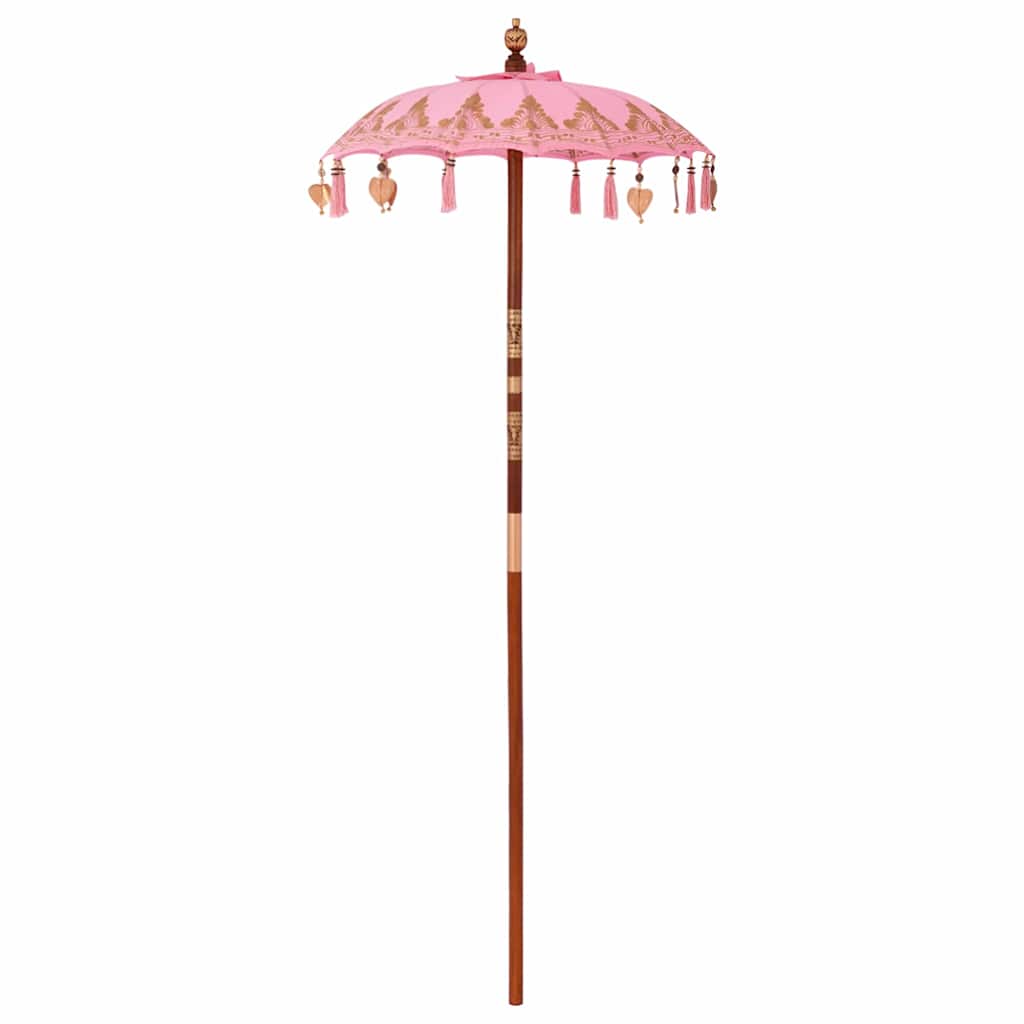 Balinese Parasol Anders Roze x 260 cm Katoen en massief hout