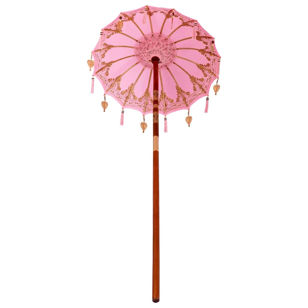 Balinese Parasol Anders Roze x 260 cm Katoen en massief hout