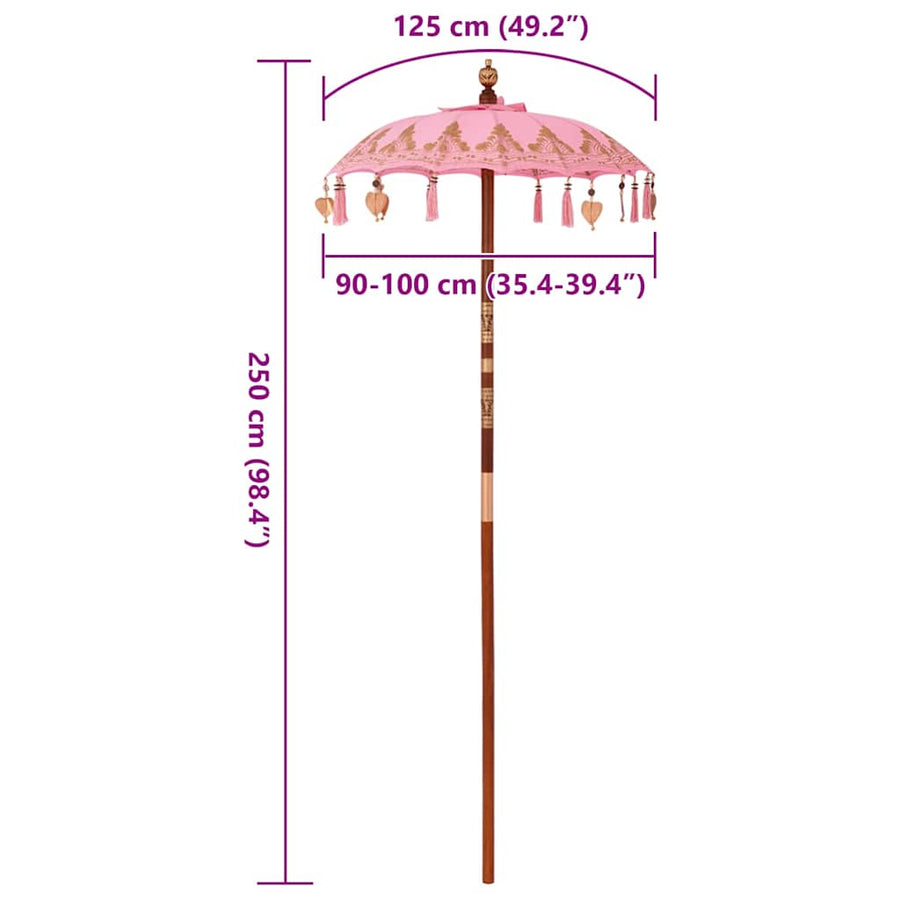 Balinese Parasol Roze 125 x 125 x 260 cm