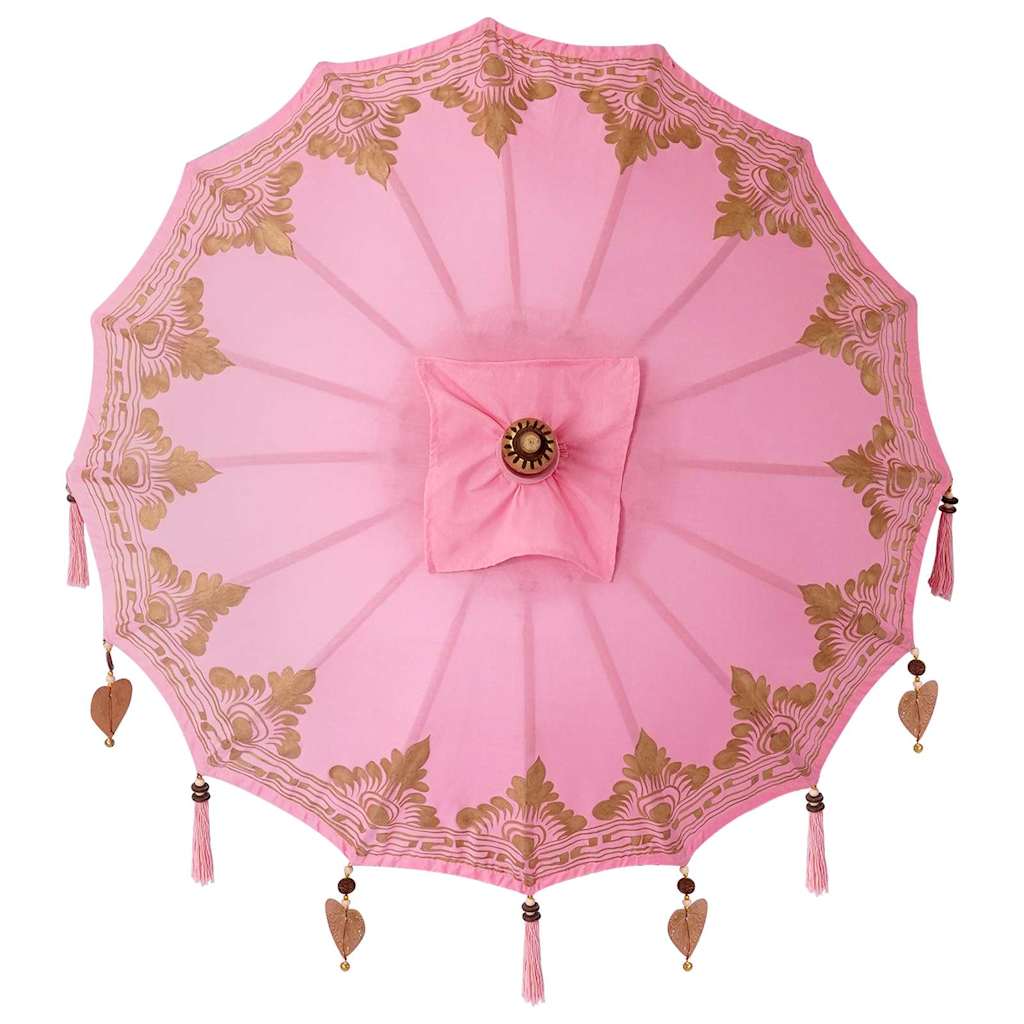 Balinese Parasol Anders Roze x 260 cm Katoen en massief hout