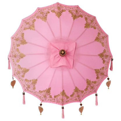 Balinese Parasol Anders Roze x 260 cm Katoen en massief hout