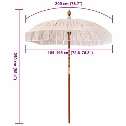 Parasol Anders Crème x 250 cm Katoen en massief hout