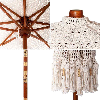 Parasol Anders Crème x 250 cm Katoen en massief hout