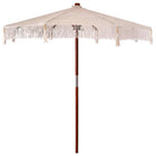 Macrame Parasol Cream 252.5 x 252.5 x 260 cm Cotton and Teak Wood