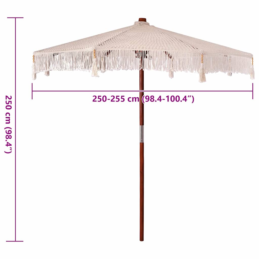 Parasol Anders Crème x 250 cm Katoen en massief hout