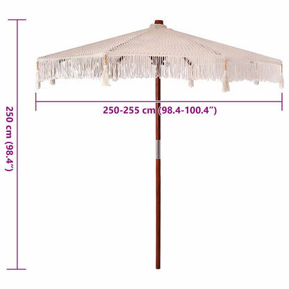 Parasol Anders Crème x 250 cm Katoen en massief hout
