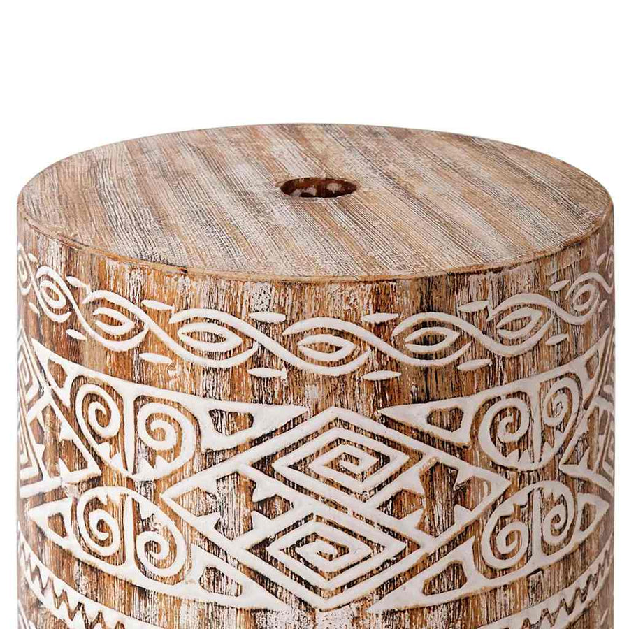 Parasolvoet Wit gewassen Ø34 x 40 cm Massief Hout