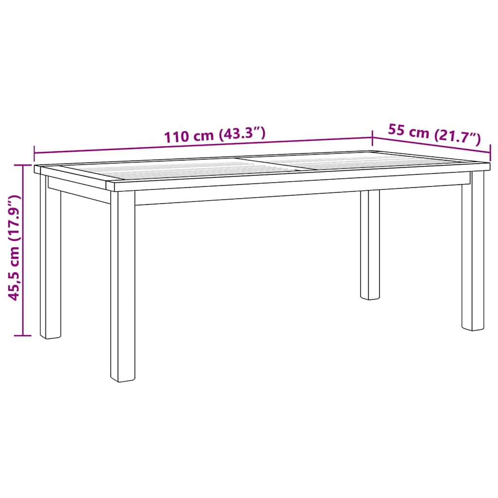 Salontafel Bruin 110 x 55 x 45 cm Massief teakhout
