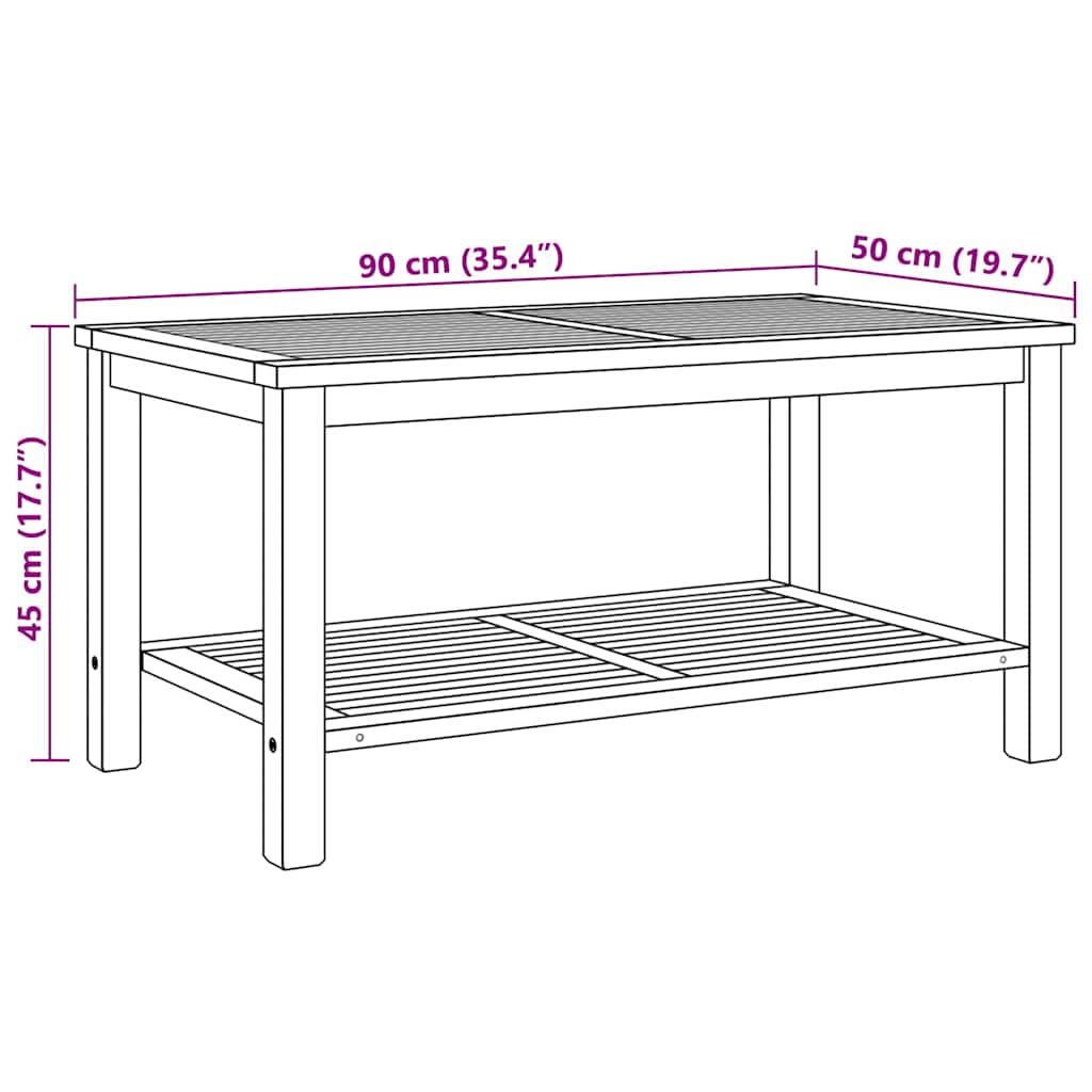 Salontafel Bruin 90 x 50 x 45 cm Massief teakhout