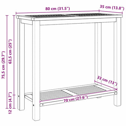 Wandtafel met opslag met plank Bruin 85 x 35 x 75 cm Massief teakhout