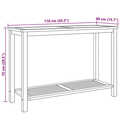 Wandtafel met opslag met plank Bruin 110 x 40 x 45 cm Massief teakhout