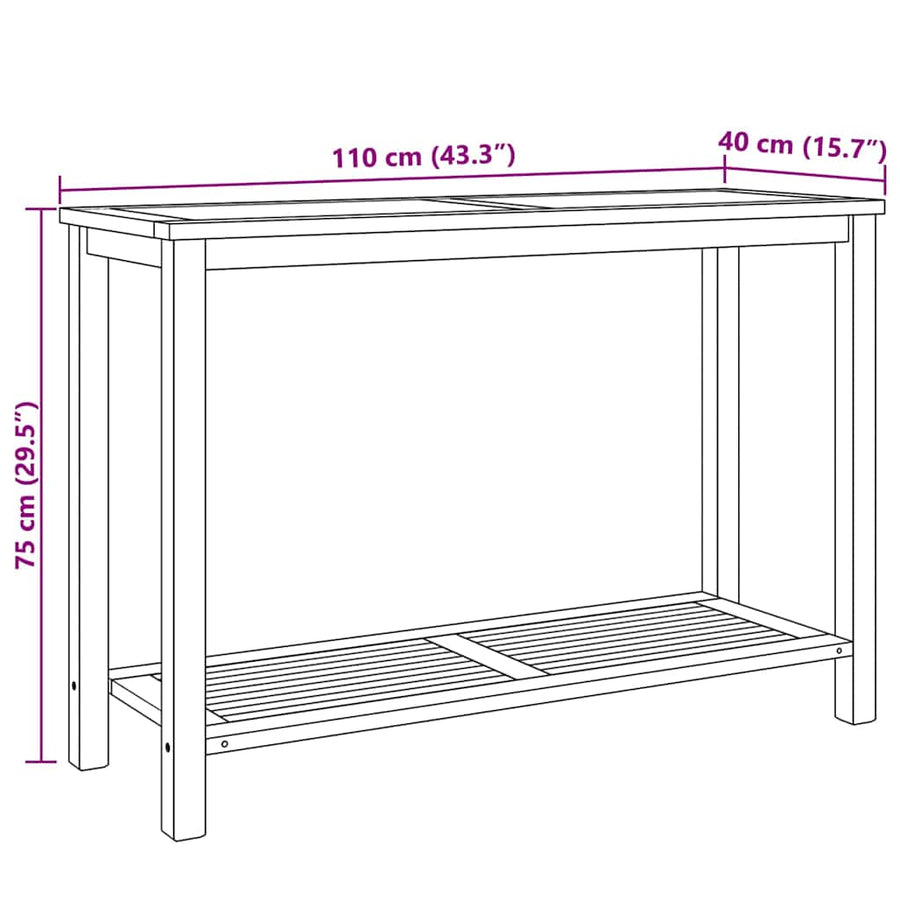 Wandtafel met opslag met plank Bruin 110 x 40 x 45 cm Massief teakhout