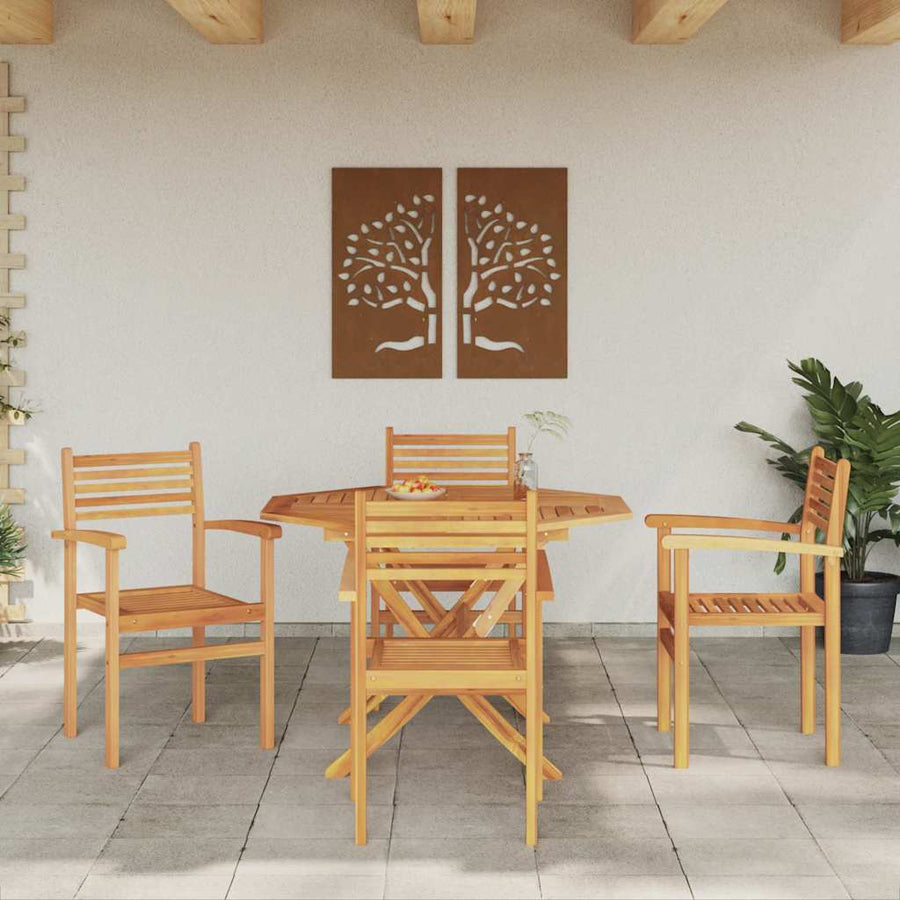 Tuinstapelstoelen 4 pcs Bruin 55.5 x 55.5 x 90 cm