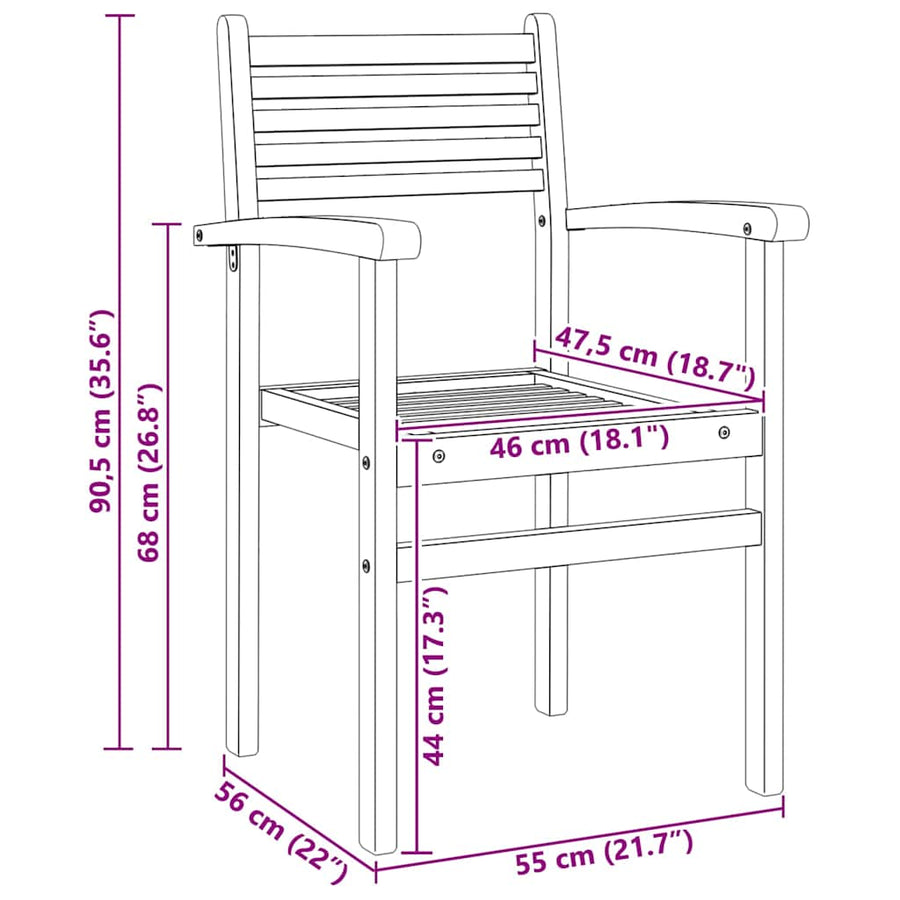 Tuinstapelstoelen 4 pcs Bruin 55.5 x 55.5 x 90 cm