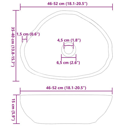 Wasbak Lichtgrijs (46-52) x (35-40) x 15 cm Riviersteen
