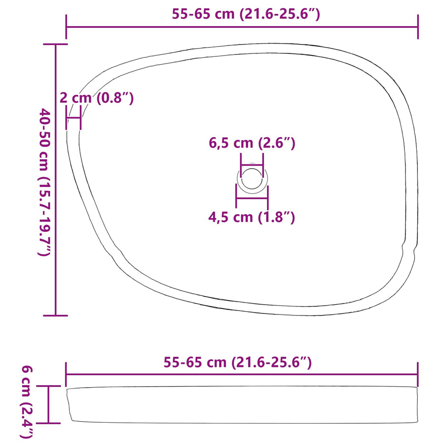 Wasbak Grijs (55-65) X (40-50) X 6 Cm Riviersteen