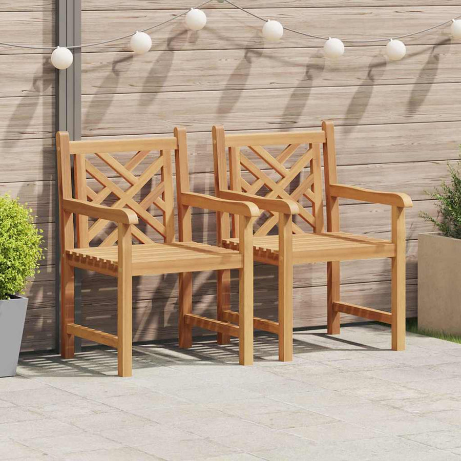 Tuinstoel 2 pcs Bruin 58 x 60 x 90 cm Massief teakhout