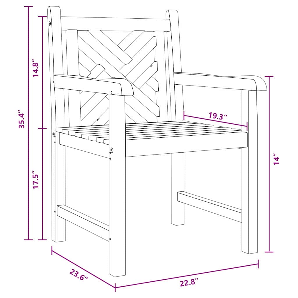Tuinstoel 2 pcs Bruin 58 x 60 x 90 cm Massief teakhout