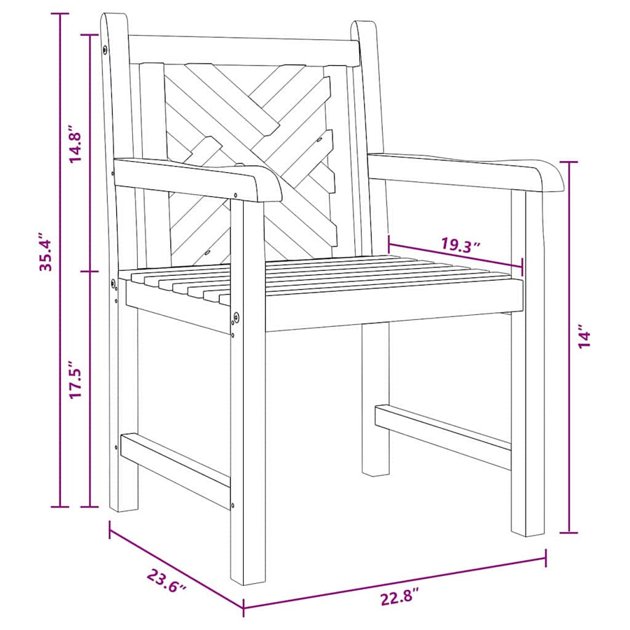 Tuinstoel 2 pcs Bruin 58 x 60 x 90 cm Massief teakhout
